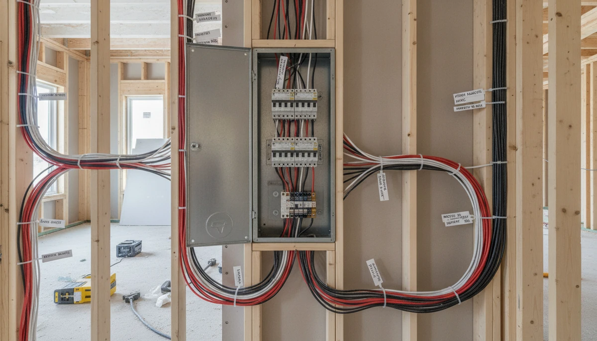 What General Contractors Should Look for in an Electrical Subcontractor Professional electrician checking wiring and panel installation on residential construction site